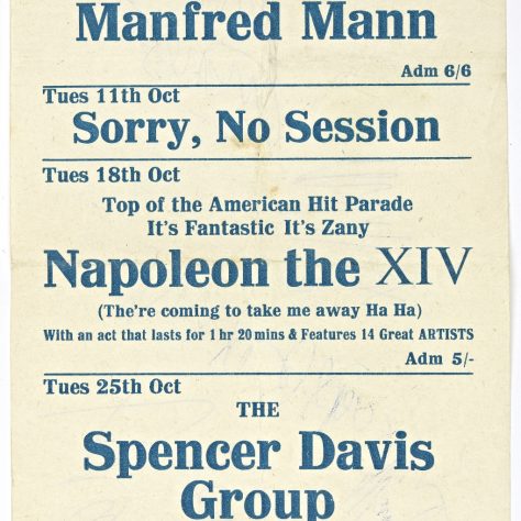 Flyer for Malvern Big Beat Sessions at Malvern Winter Gardens, October 1966 | Bannister Promotions