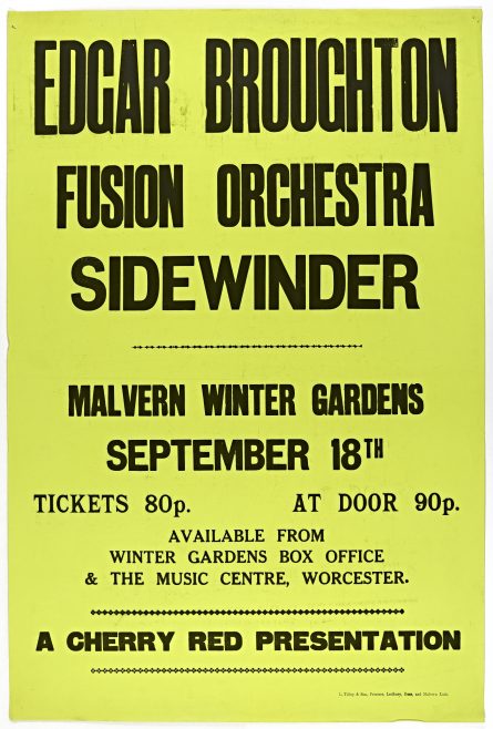Poster for The Edgar Broughton Band at Malvern Winter Gardens, 18 September 1971 | Cherry Red Promotions