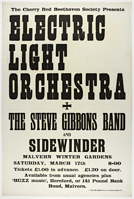 Poster for The Electric Light Orchestra at Malvern Winter Gardens, 17 March 1973 | Cherry Red Promotions