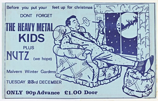 Flyer for The Heavy Metal Kids at Malvern Winter Gardens, 23 December 1975 | Cherry Red Promotions