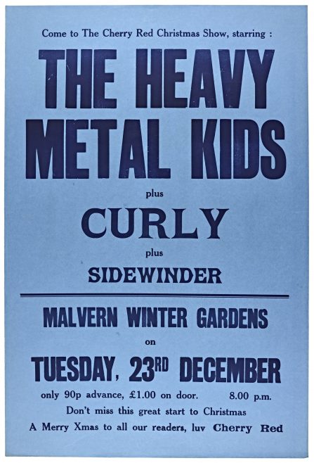 Poster for The Heavy Metal Kids at Malvern Winter Gardens, 23 December 1975 | Cherry Red Promotions