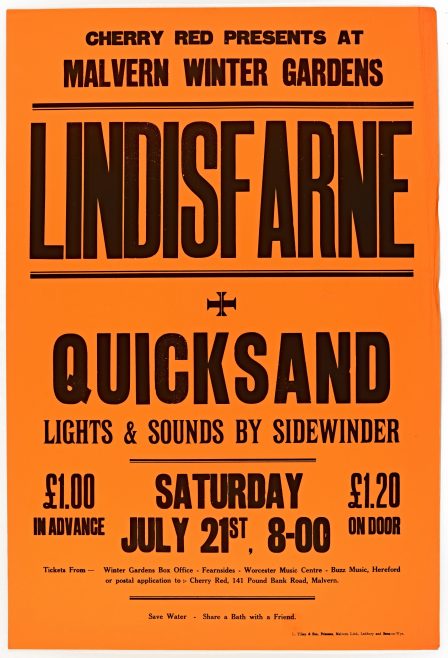 Poster for Lindisfarne at Malvern Winter Gardens, 21 July 1973 | Cherry Red Promotions