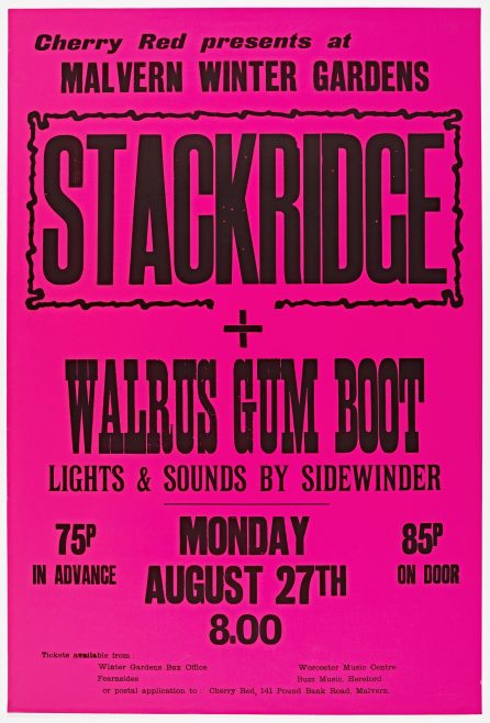 Poster for Stackridge at Malvern Winter Gardens, 27 August 1973 | Cherry Red Promotions