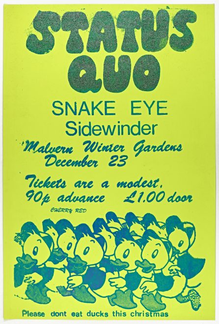 Poster for Status Quo at Malvern Winter Gardens, 23 December 1972 | Cherry Red Promotions