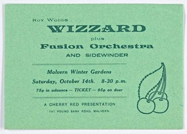 Ticket for Wizzard at Malvern Winter Gardens, 14 October 1972 | Cherry Red Promotions