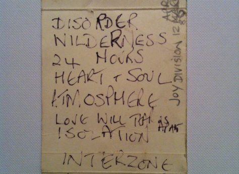 Set list for Joy Division at Malvern Winter Gardens, 5 April 1980