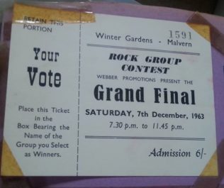 Ticket for Rock Group Contest (Grand Final) at Malvern Winter Gardens, 7 December 1963