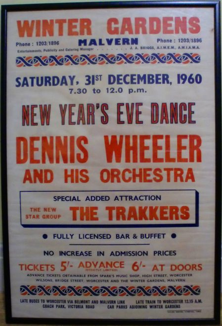 Poster for New Year's Eve Dance at Malvern Winter Gardens, 31st December 1960 | Contributed by Trakkers founder and drummer, Peter Willcocks