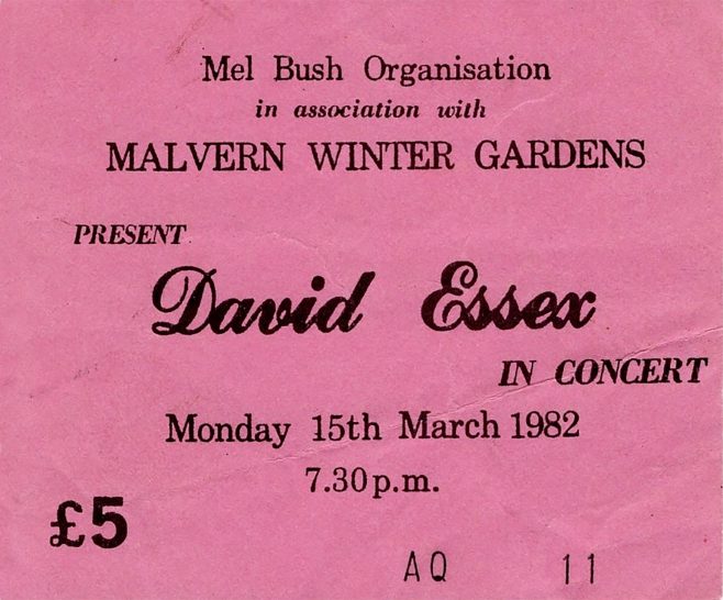 Ticket for David Essex at Malvern Winter Gardens, 15 March 1982 | Mel Bush Organisation